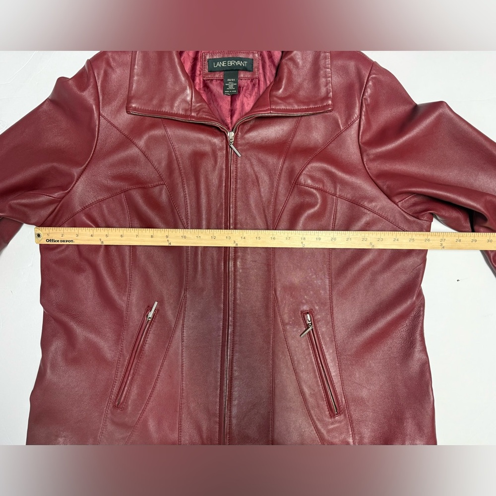 Lane Bryant Women's full zip Red Leather Jacket size 22/24 - Picture 6 of 16